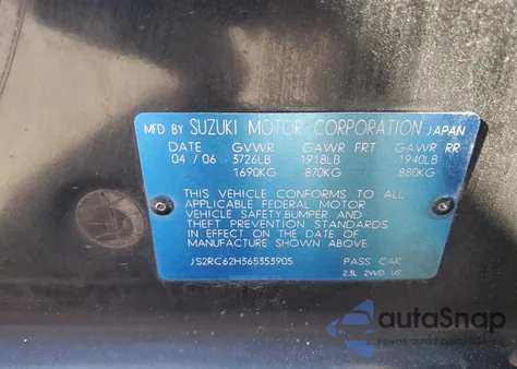 2006 Suzuki Aerio from USA, damaged, VIN JS2RC62H365353905